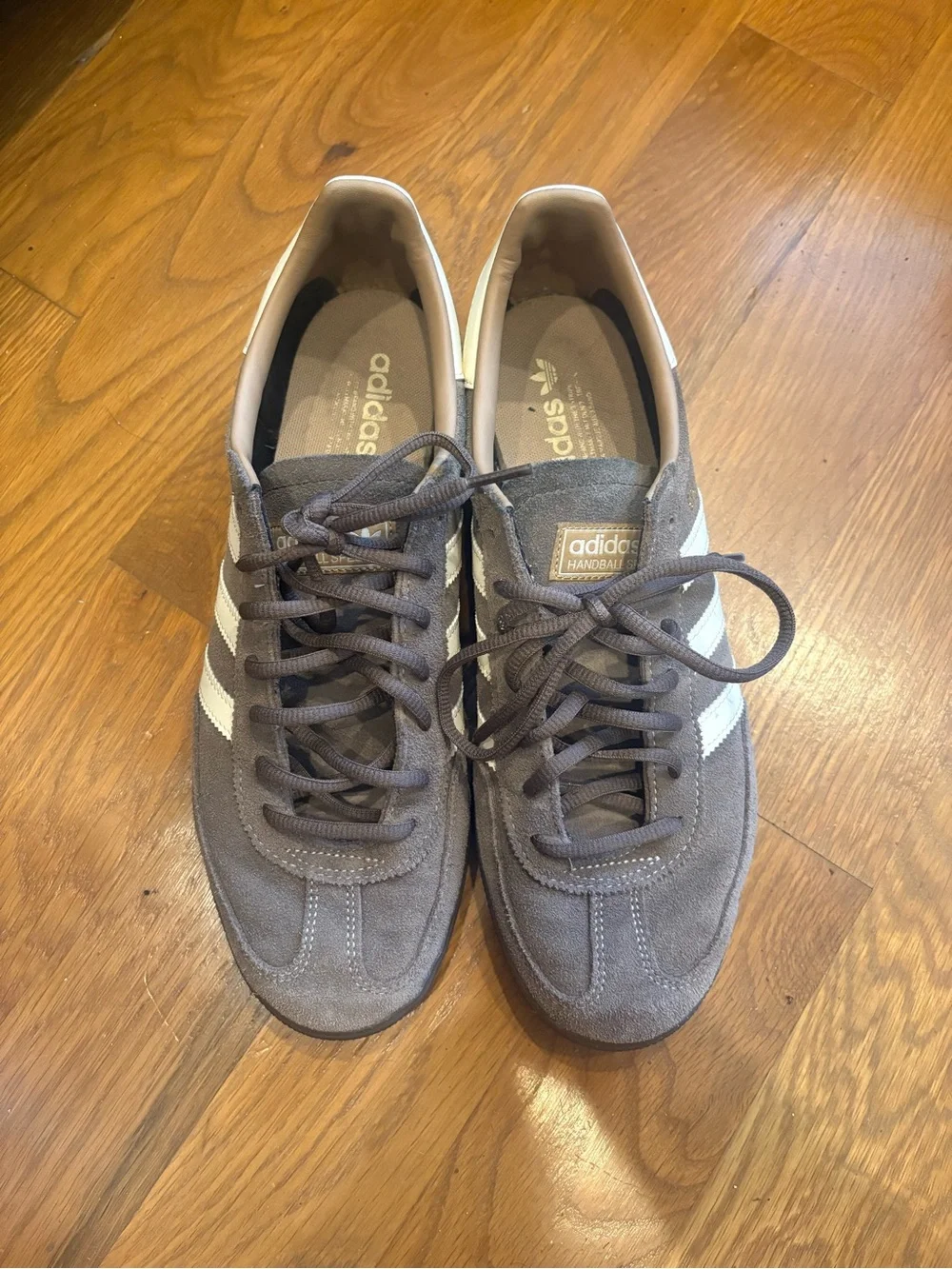 adidas Spezial Men’s Brown Suede Handball Classic Sneakers with White Stripes